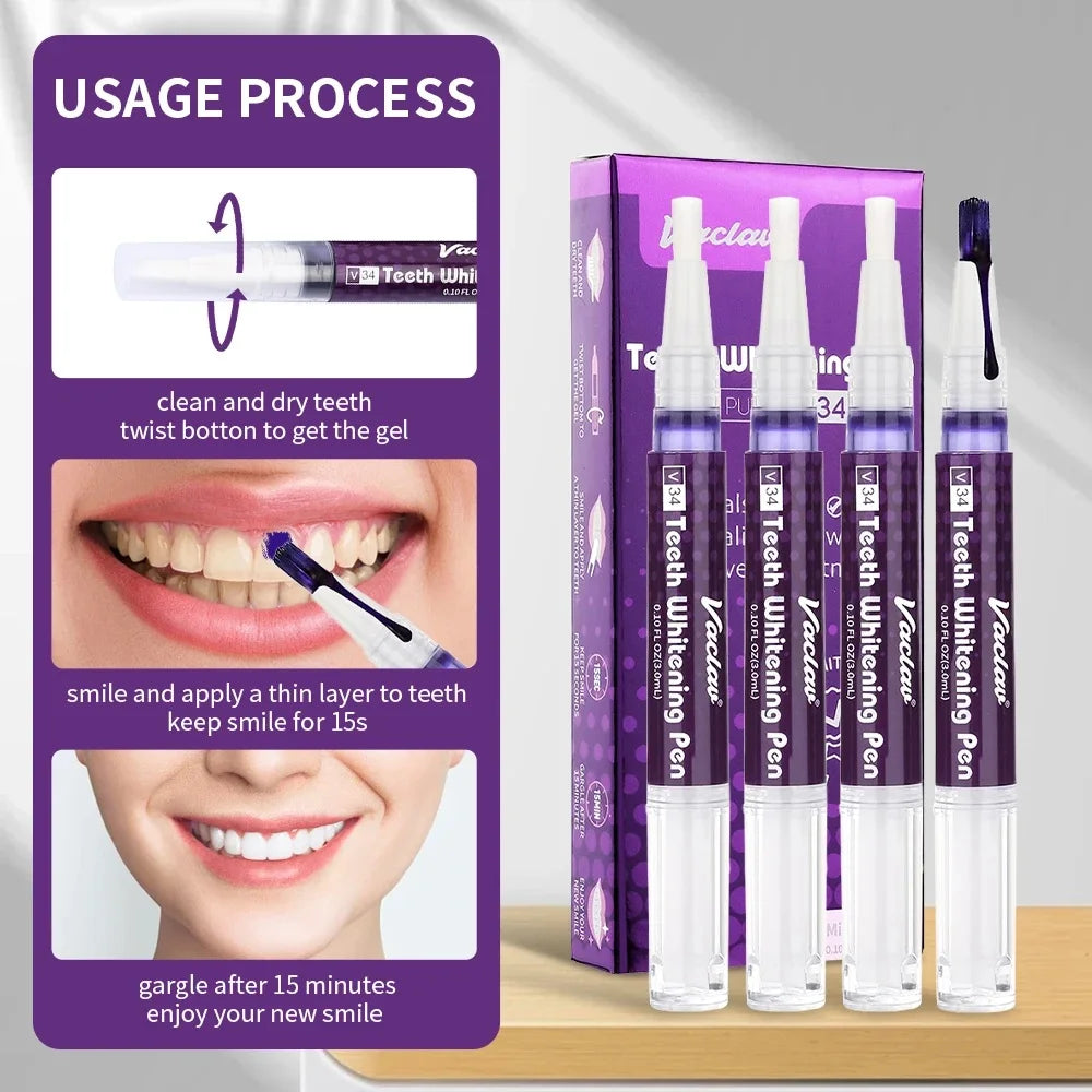 Application stylo blancheur dents gel violet V34